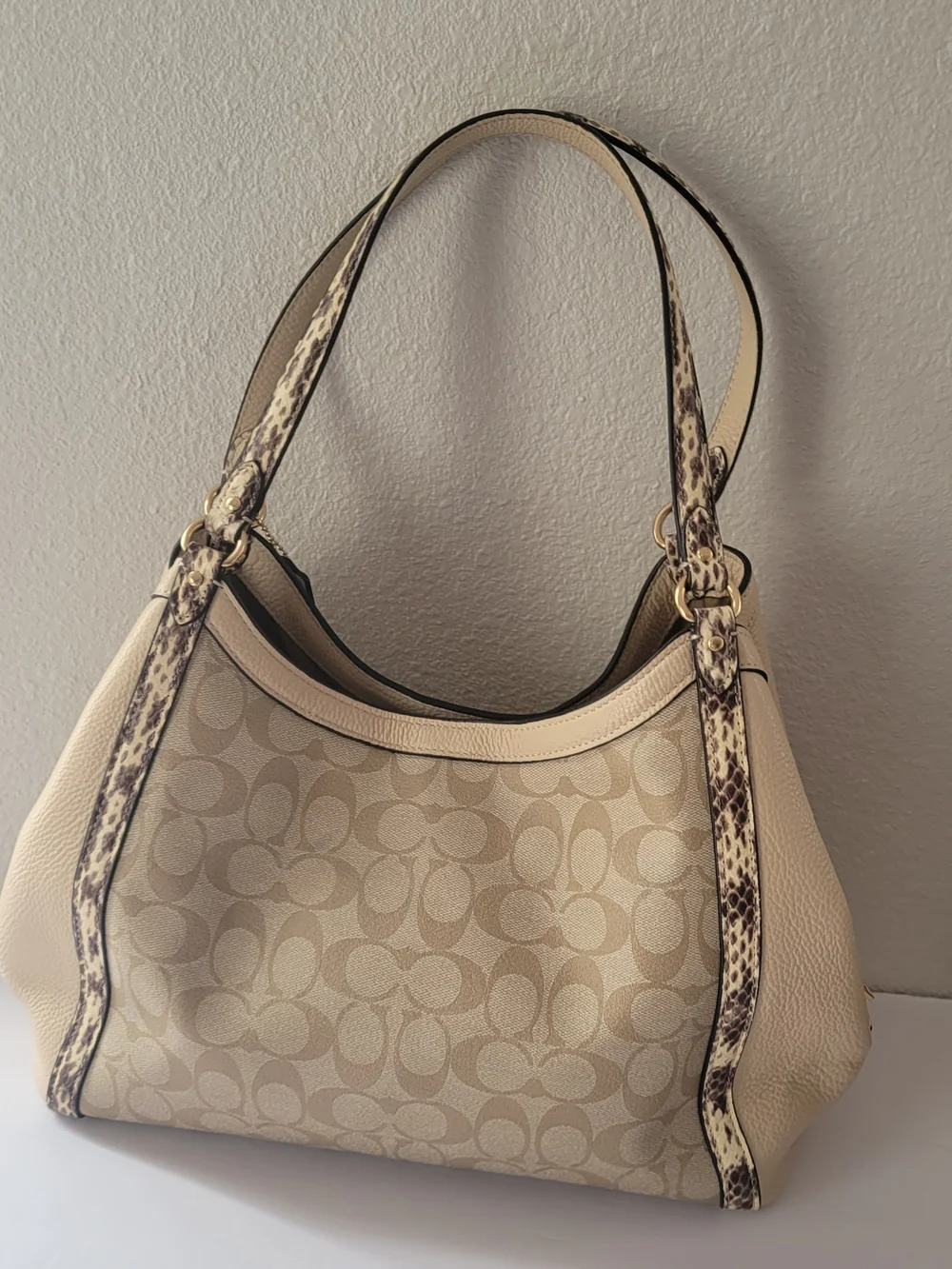 Coach Beige Signature Canvas Hobo Bag with See the photo for condition details
